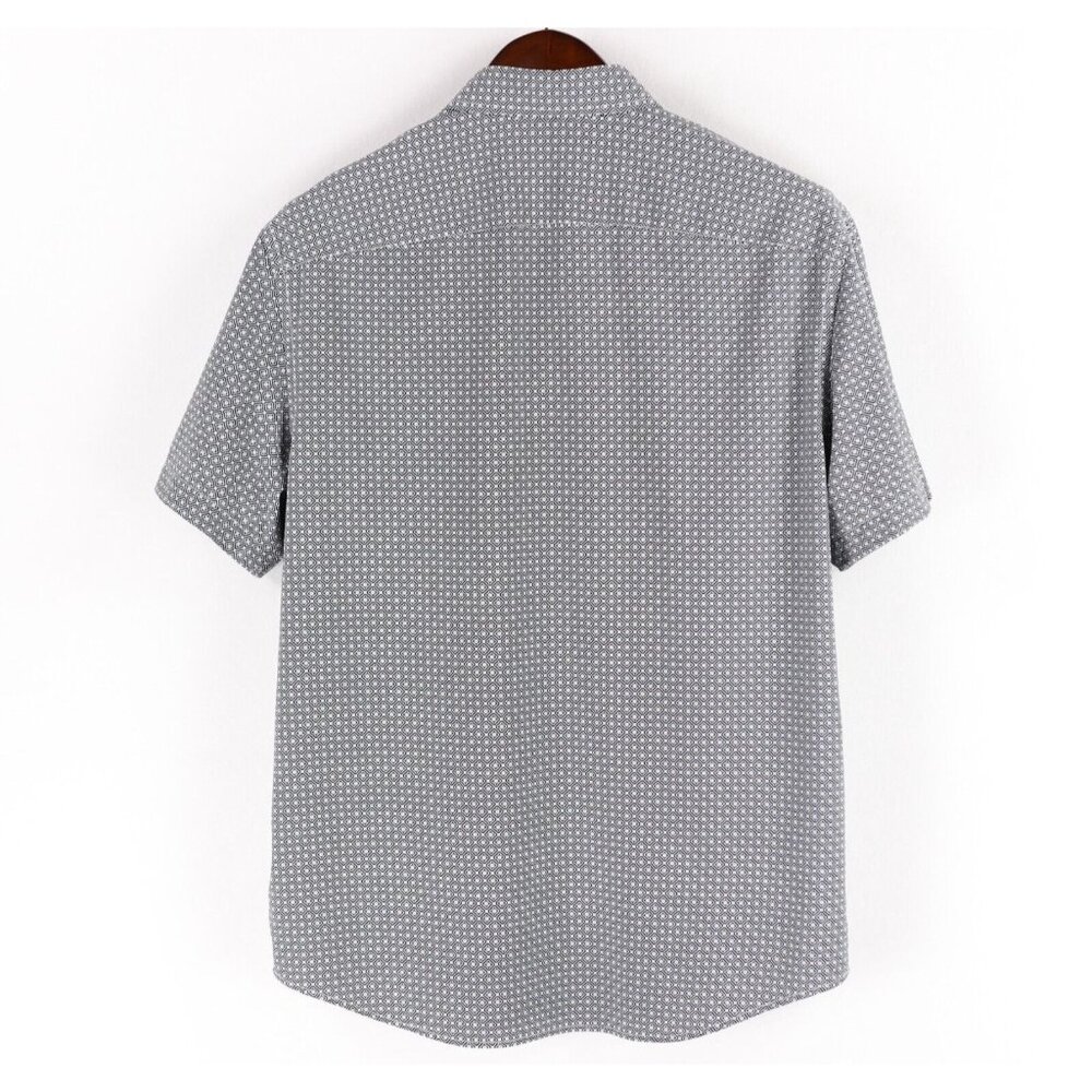 UNTUCKit Kamari Performance Button Front Shirt Mens Large Blue Geometric Nylon - Picture 2 of 5